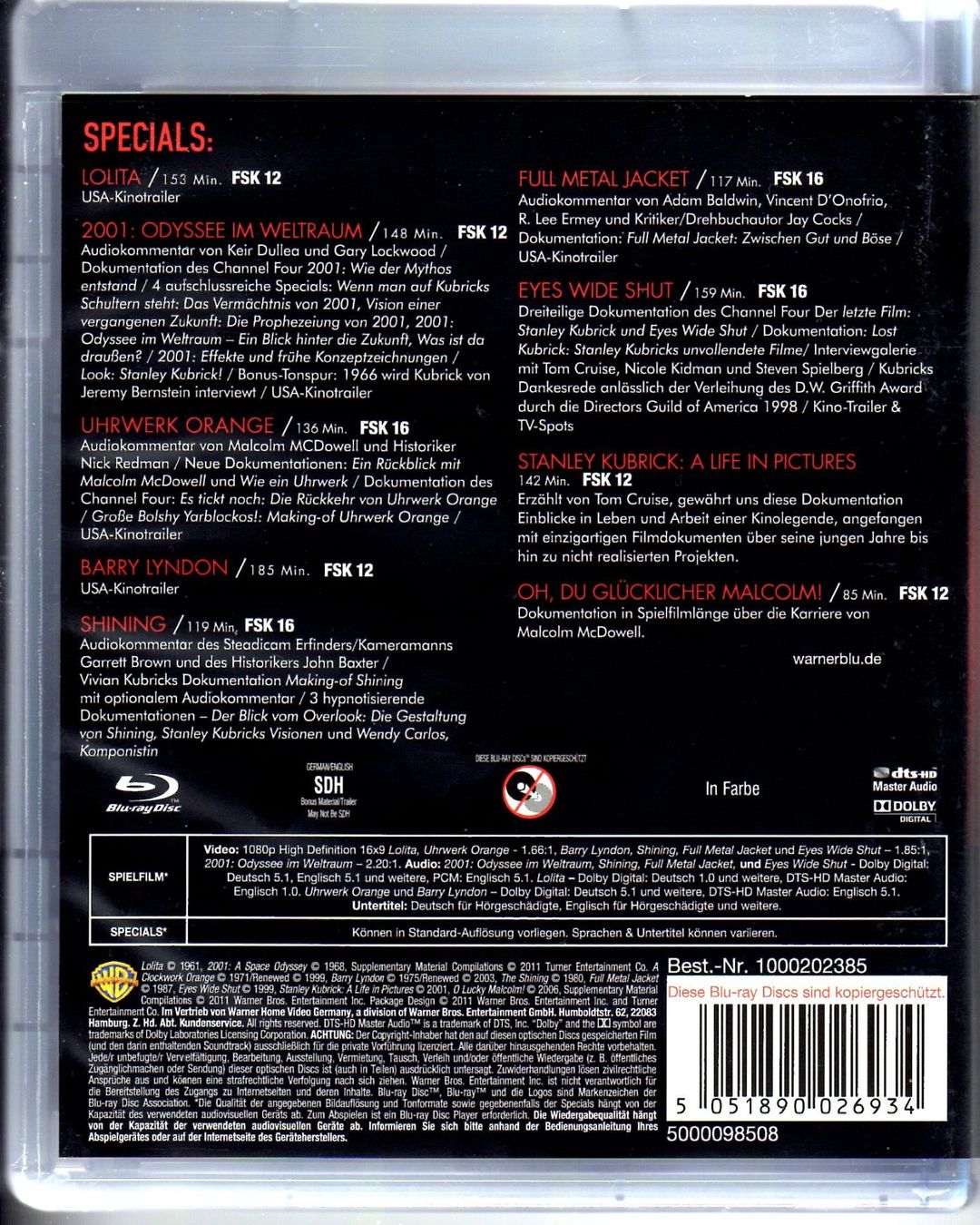 Tutti i DVDs: Stanley Kubrick Collection | 7 Filme | 8 Blu-rays | – Usato da Wald AR venduto da mic_vvt8 1