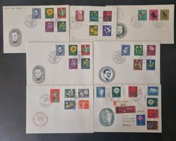 7 Pro Juventute Ersttags Briefe 1953 - 1963