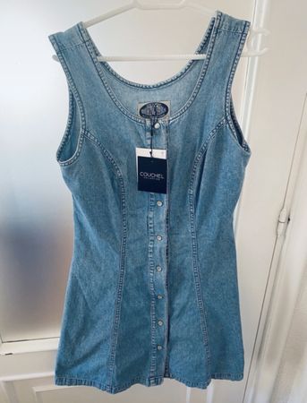 Denim Dress Couchel vintage sleeveless pearl buttons