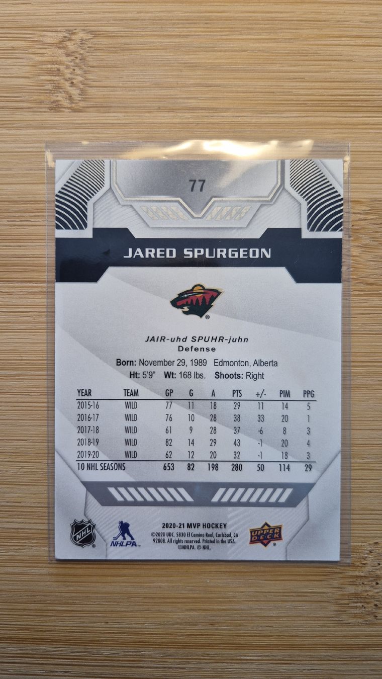 NHL Carte collezionabili: NHL Jared Spurgeon Minnesota Wild – Usato da Bellach venduto da paedu-1980 1
