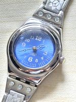 Swatch Swiss Damenuhr blau Zifferblatt Metallband 