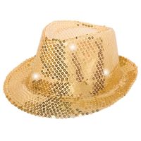 Pailletten LED Hut in Gold / Fassnacht