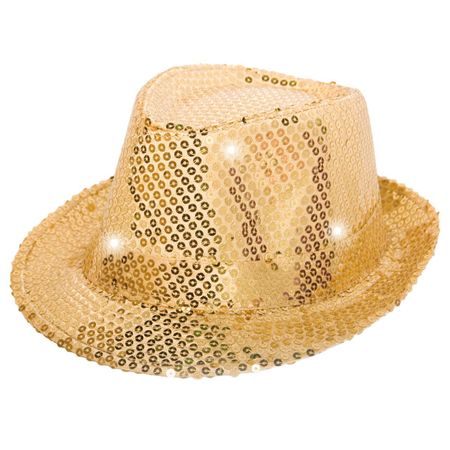 Pailletten LED Hut in Gold / Fassnacht