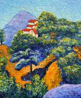 Hügellandschaft in der Provence (Öl auf Leinwand) Nr. 256