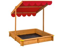 Sandkasten Emilia mit verstellbarem Dach 120x120x120cm rot