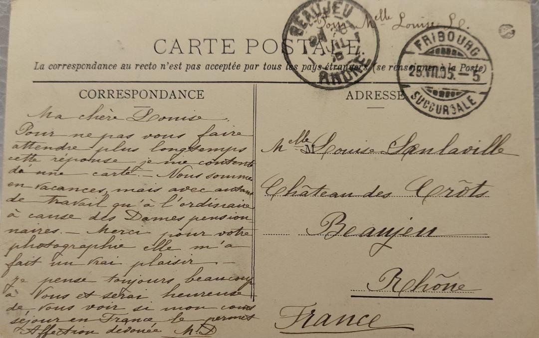 Ansichtskarten: FRIBOURG   -  Bâtiment des Postes  -  1905 – Gebraucht aus Delémont von Domdom1 1