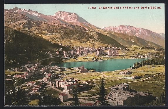 Cartes postales: AK St. Moritz-Bad, Teilansicht mit Dorf – D'occasion à Berlin par bartko-reher