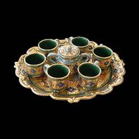 Set caffè di ceramiche in oro zecchino 