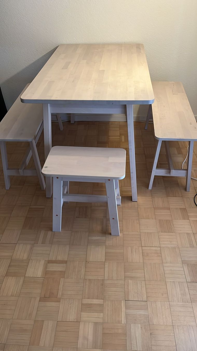 Set di tavolo e panche: Esstischgruppe Birke mit Bänken und Hocker hell – Nuovo (secondo la descrizione) da Binningen venduto da EL_IVAAN 1
