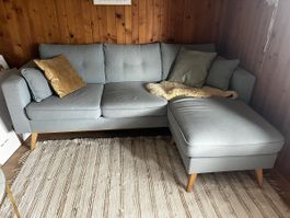 Ecksofa hellblau 221x154cm guter Zustand