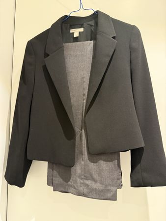 H&M Kombi , Hose & Blazer, XS, Grau/Schwarz