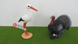 Schleich Truthahn und Storch, neuwertig