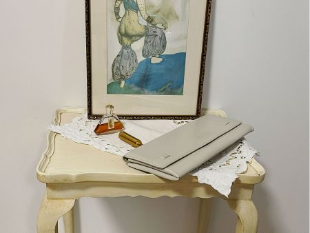 Clutch offwhite blaues Futter Abendtasche VINTAGE 1950s