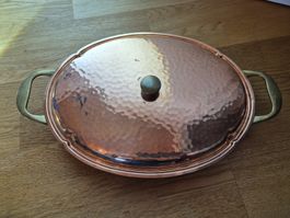 Antike Kupferplatte Servierplatte 24cm breit