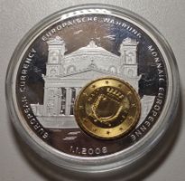 versilberte Medaille 50mm "Europäische Währung"