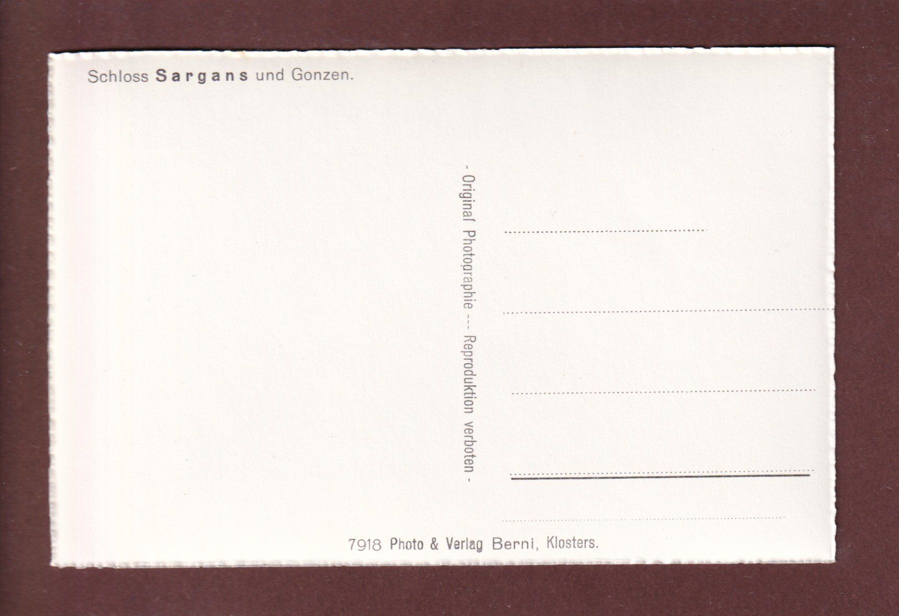 Cartoline postali: Schloss SARGANS - Gonzen – Usato da Pully venduto da nicecards 1