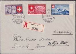 1939, Nr.219-221, LANDI-FDC von AARAU, Kat: 350.-+