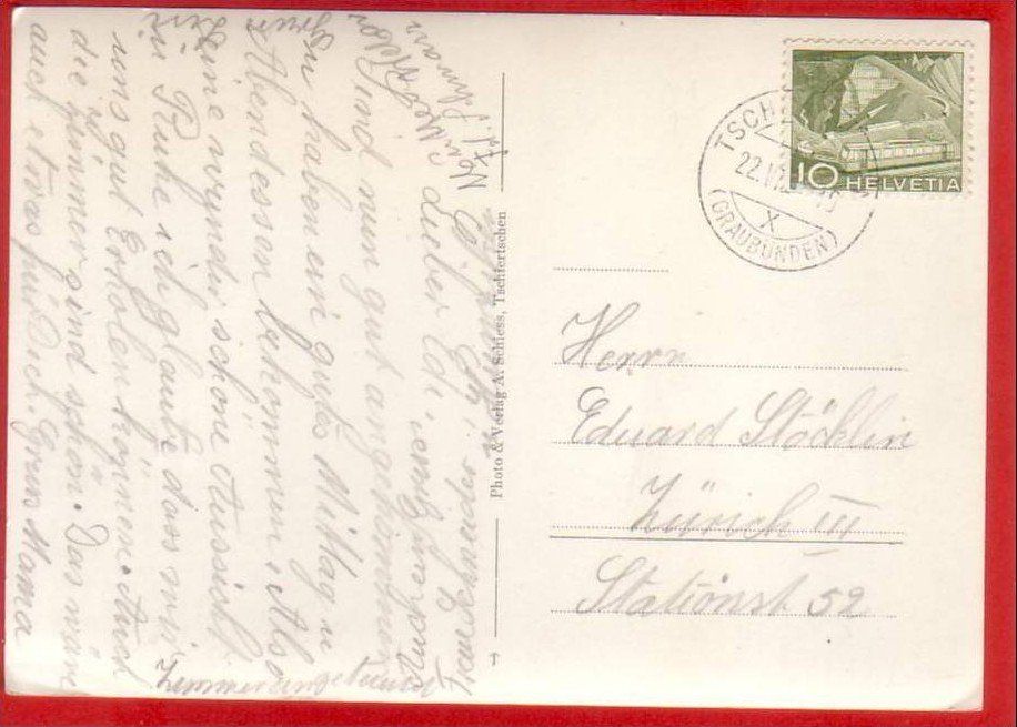 Cartoline postali: TSCHIERTSCHEN, GROSSFORMAT – Usato da Grüningen venduto da Kartenlaube 1