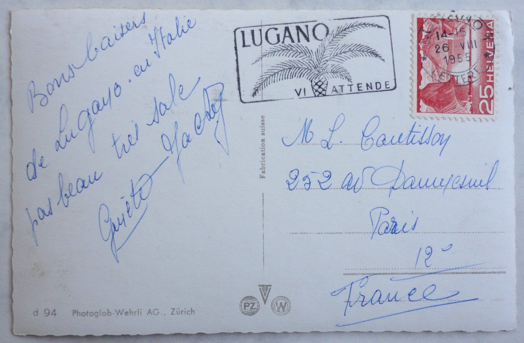 Cartoline postali: Lugano - Paradiso – Usato da Fétigny venduto da Billy2miny 1