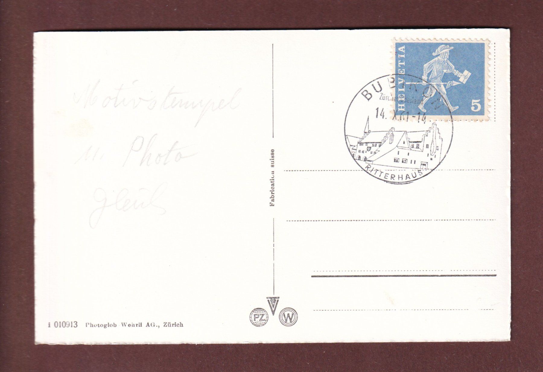 Ansichtskarten: BUBIKON - Ritterhaus - 1961 – Gebraucht aus Pully von nicecards-shop 1