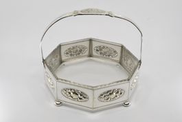 AG0005 Jugendstil-Henkelschale mit Glaseinsatz WMF ~1905