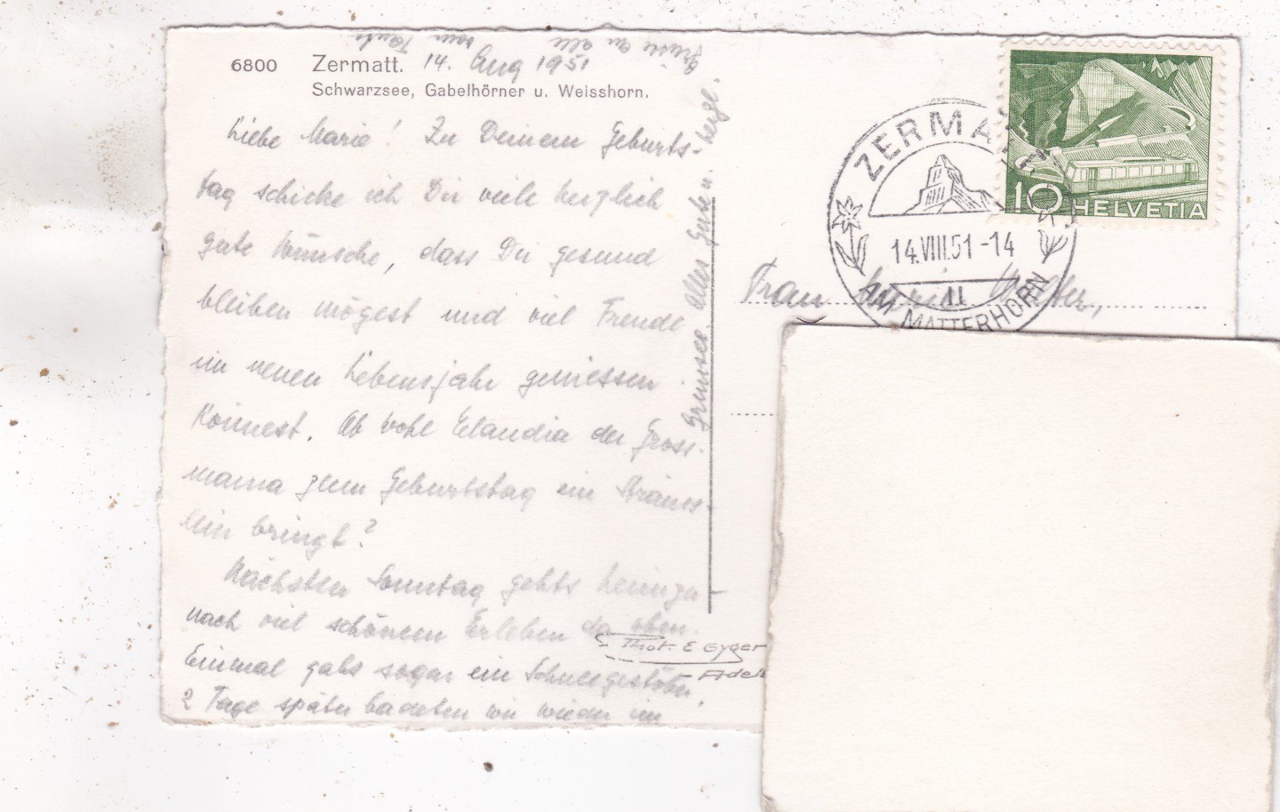 Cartoline postali: Zermatt Schwarzsee 1951 – Usato da Herisau venduto da Lisegrat2008 1