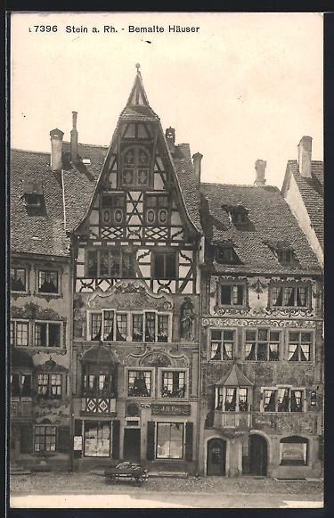 Cartoline postali: AK Stein a. Rhein, Bemalte Häuser, 1915 – Usato da Berlin venduto da bartko-reher