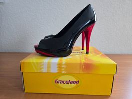 Escarpin noir et rouge laqué T38 Neuve
