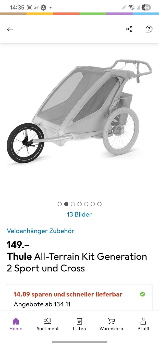 Thule Rimorchi: Thule Jogging-Set 2 für Velohänger neu  – Nuovo e nell'imballaggio originale da Belp venduto da jan_bm9v 2