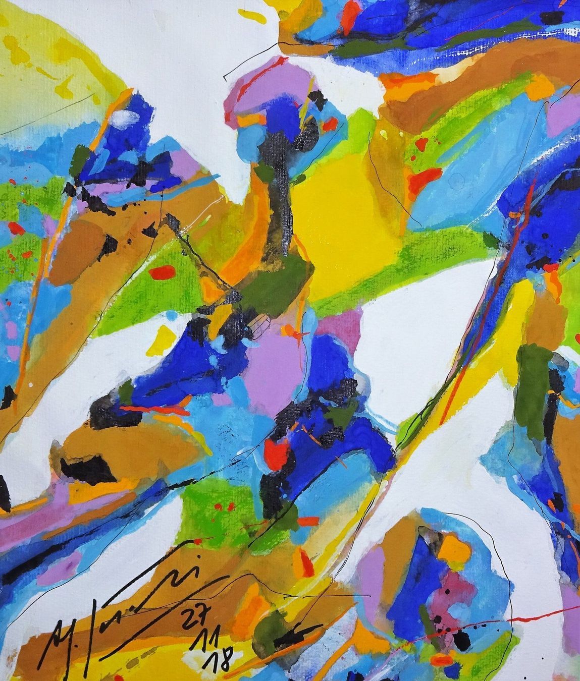 Tableaux: 12) Abstraktes Gouache Gemälde – D'occasion à Zürich par kunstkreis
