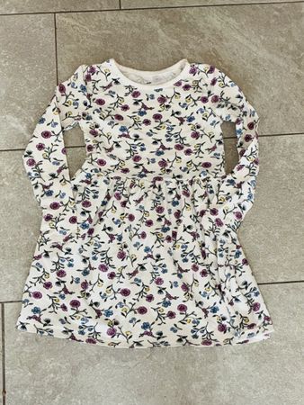 H&M Kleid mit Blumenmuster weiss Grösse 122/128