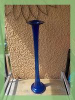Bodenvase blau Glas hoch schlank elegant