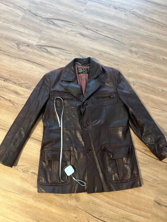 Braune Vintage-Lederjacke, Grösse XL/M (oversized)