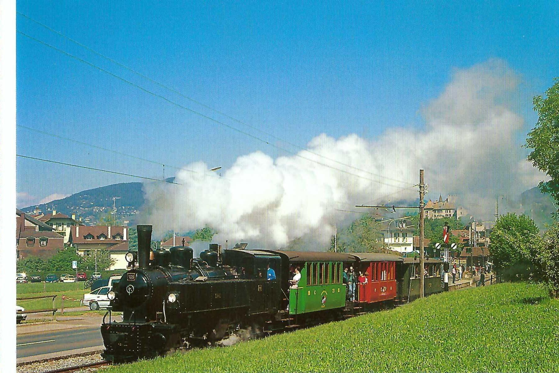 Cartoline postali: Blonay - Chamby, Chemin de fer G 2x2/2 N°105 "Mallet" 1999 – Usato da Thun venduto da 44wart