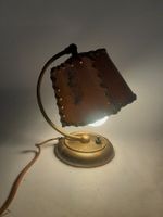 Antike vintage Nachttisch Lampe / Lederschirm