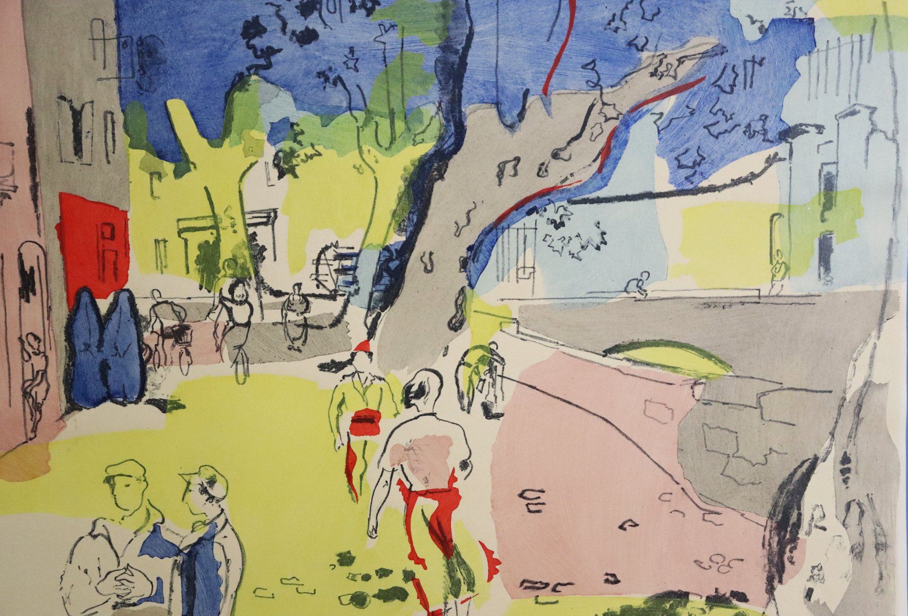 Grafica & Litografie: Max Hegetschweiler 1902-1995, Farblithographie "Dorfplatz". – Usato da Zug venduto da Kunst-Fundgrube 1