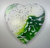 Acryl-Flüssigmalerei, Herzform