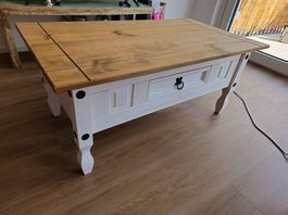 Table basse tiroir blanc style rustique bon état