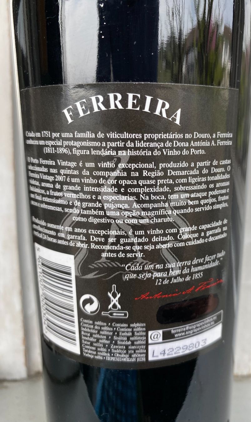 Wein: Porto Ferreira Vintage 2007 – Neu (gemäss Beschreibung) aus Cully von Forninho 4