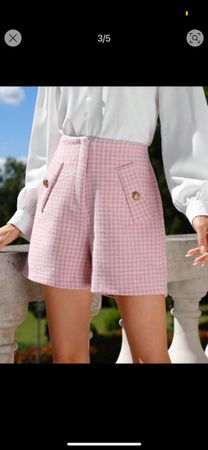 Elegante Shorts rosa weiss Grösse S kariert, Shein