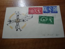 FDC GB 1957, Jamboree Jubilee, o mit Flagge, ungelaufen