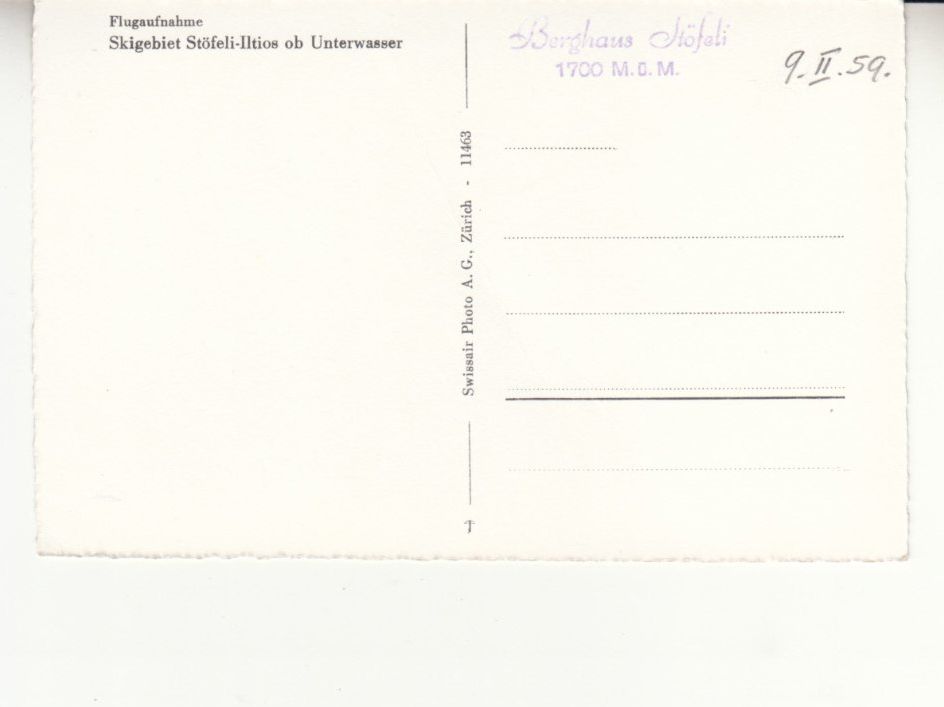 Ansichtskarten: Stöfeli Iltios 1959 – Gebraucht aus Bürglen TG von StampGraf 1