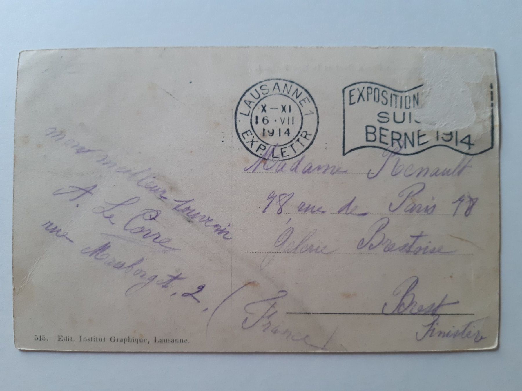 Cartoline postali: Lausanne, 1914, exposition Suisse Berne, postcard – Usato da Verscio venduto da giamma1985 1