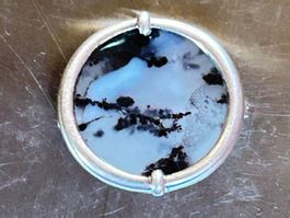 Handgefertigte Achat BROSCHE in Silber gefasst