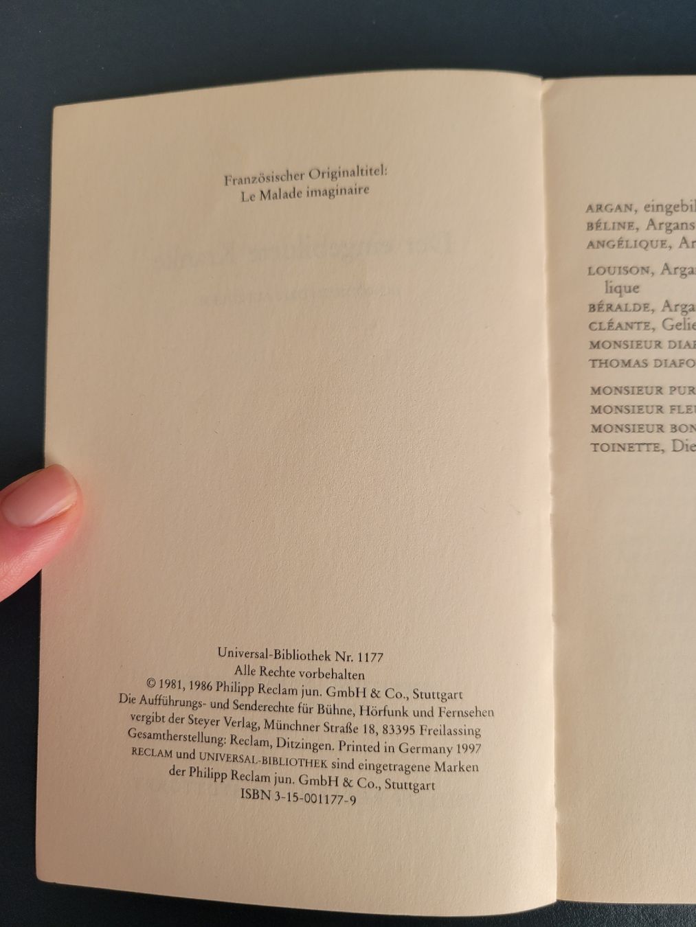 Libri: Der eingebildete Kranke (Molière) – Usato da zürich venduto da Annettemana 1
