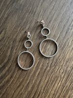 Elegante Ohrringe mit Zirkonia, Silber + Roségold Optik, Neu