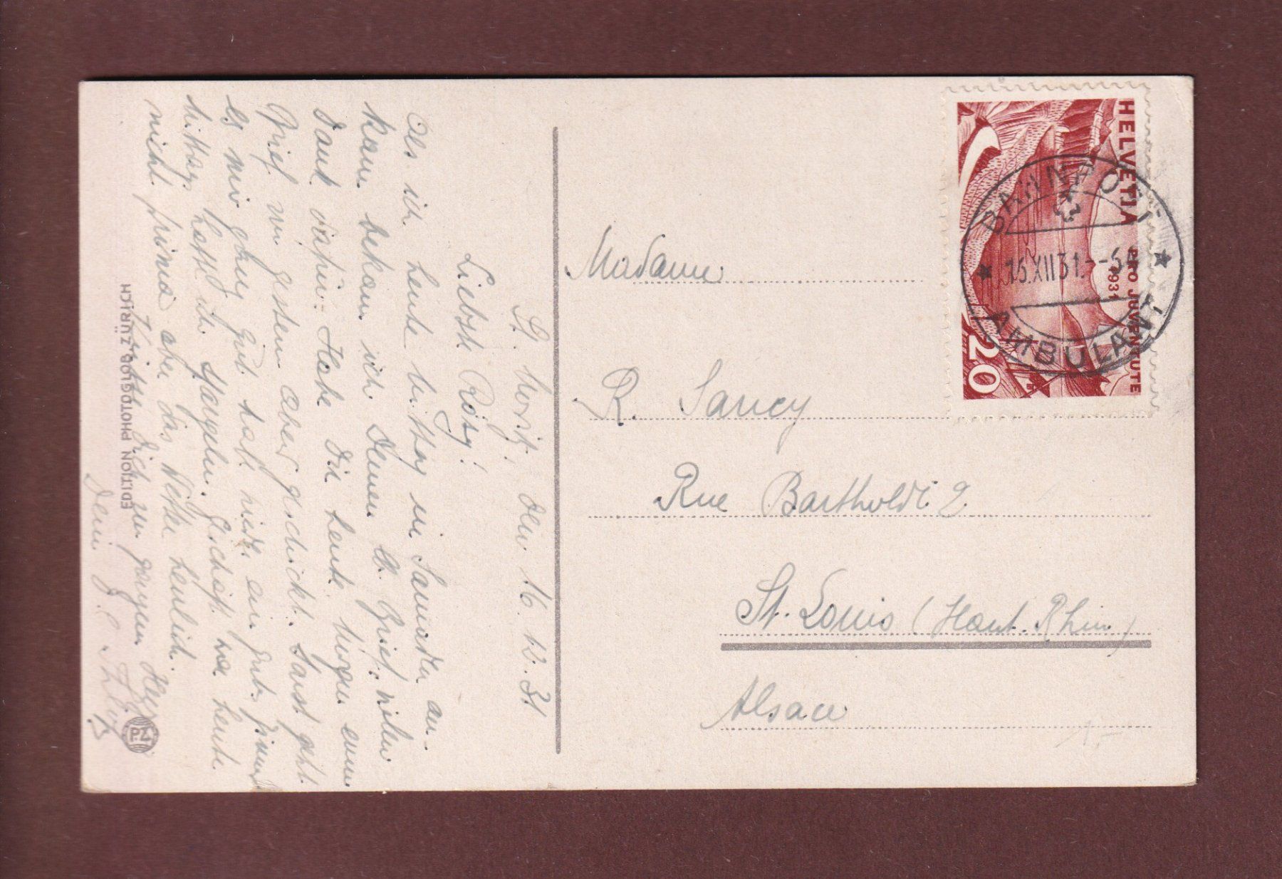 Cartoline postali: ST. MORITZ-DORF unter Schnee - 1931 – Usato da Pully venduto da nicecards 1