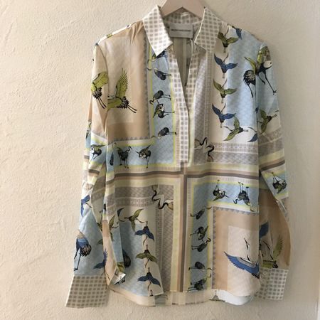 Herzensangelegenheit Bluse Kraniche hellblau beige Gr 42