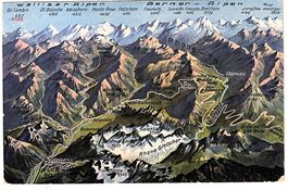 Panoramakarte Walliser Alpen / Berner Alpen ungelaufen