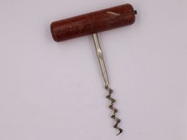 Antiker Wein Flaschenöffner Korkenzieher, Holz und Metall